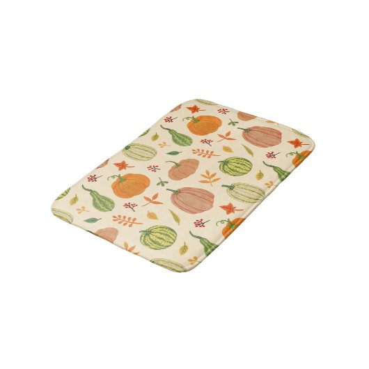 Groene en oranje pompoenen, naadloos patroon. badmat (Gekanteld)