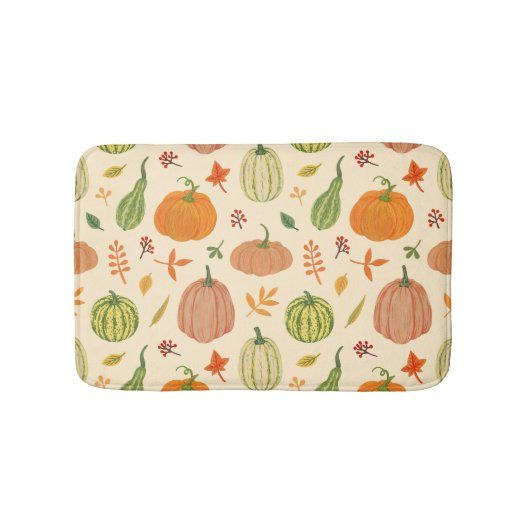 Groene en oranje pompoenen, naadloos patroon. badmat (Voorkant)