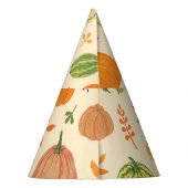 Groene en oranje pompoenen, naadloos patroon. feesthoedjes (Achterkant)