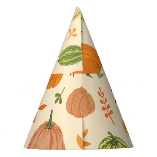 Groene en oranje pompoenen, naadloos patroon. feesthoedjes (Achterkant)