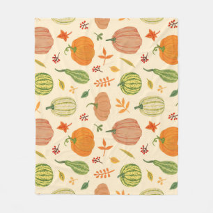 Groene en oranje pompoenen, naadloos patroon. fleece deken