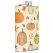 Groene en oranje pompoenen, naadloos patroon. heupfles (Rechts)