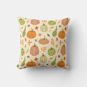 Groene en oranje pompoenen, naadloos patroon. kussen