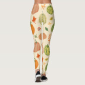 Groene en oranje pompoenen, naadloos patroon. leggings (Achterkant)