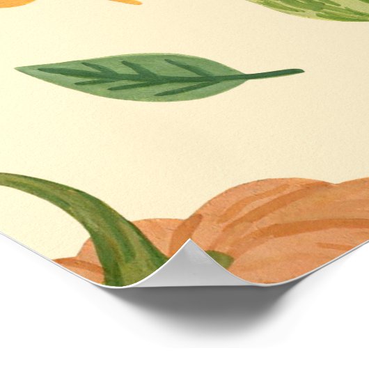 Groene en oranje pompoenen, naadloos patroon. poster (Hoek)