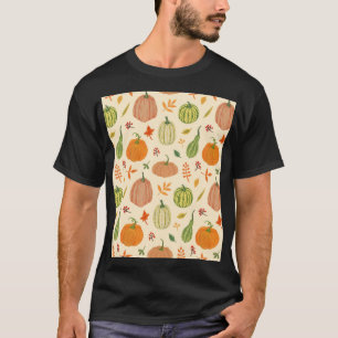 Groene en oranje pompoenen, naadloos patroon. t-shirt