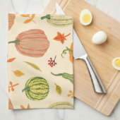 Groene en oranje pompoenen, naadloos patroon. theedoek (Quarter Fold)