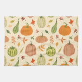 Groene en oranje pompoenen, naadloos patroon. theedoek (Horizontaal)