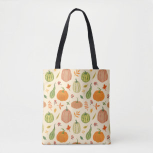 Groene en oranje pompoenen, naadloos patroon. tote bag