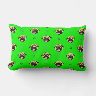 Groene en oranje Pug-kussen Kussen