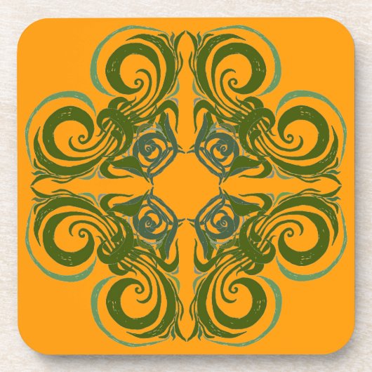 Groene en Oranje Retro Swirl-Onderzetters Drankjes Onderzetter (Voorkant)