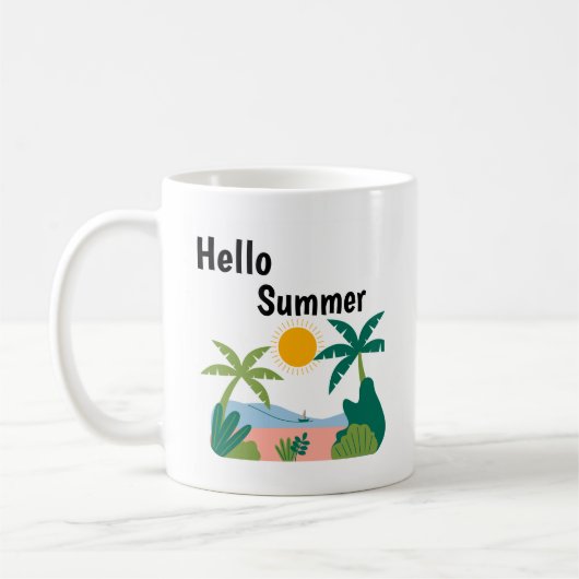 Groene en oranje speelse hallo zomer mok (Links)