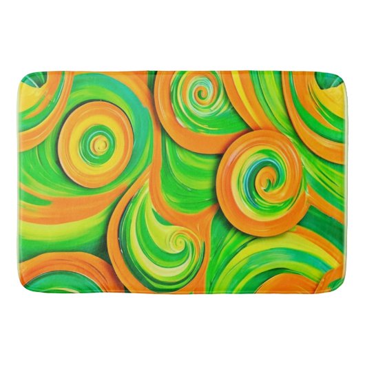 Groene en Oranje spiraal Badmat (Voorkant)