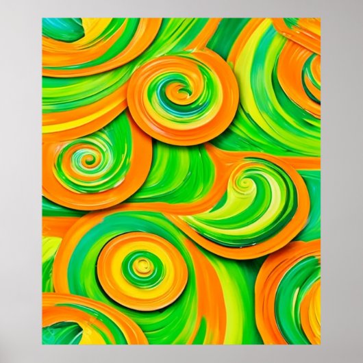 Groene en oranje spiraal poster (Voorkant)