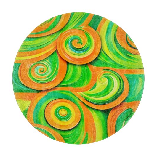 Groene en Oranje spiraal Snijplank (Voorkant)