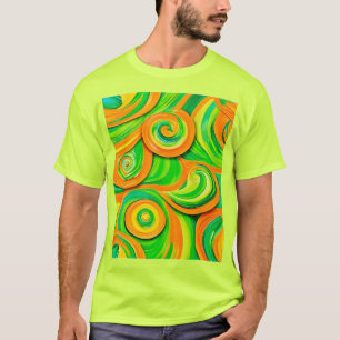 Groene en Oranje spiraal T-shirt