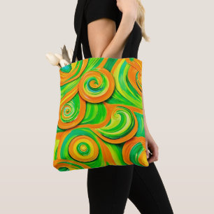 Groene en Oranje spiraal Tote Bag