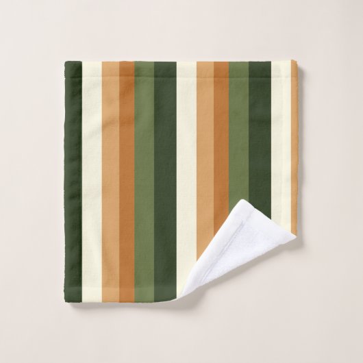 Groene en oranje strepen bad handdoek (Wasdoekje)