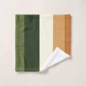 Groene en oranje strepen bad handdoek (Wasdoekje)