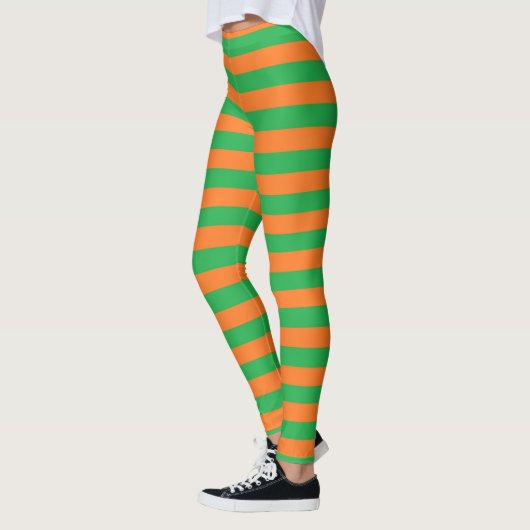 Groene en Oranje strepen Leggings (Links)