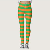 Groene en Oranje strepen Leggings (Voorkant)