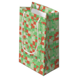 Groene en oranje tinten in vierkant camouflagepatr klein cadeauzakje