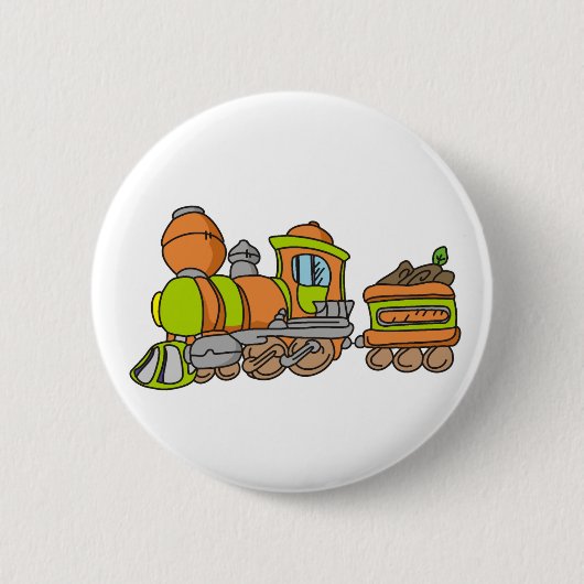Groene en Oranje trein Ronde Button 5,7 Cm (Voorkant)