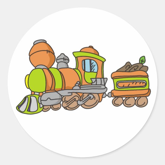 Groene en Oranje trein Ronde Sticker (Voorkant)