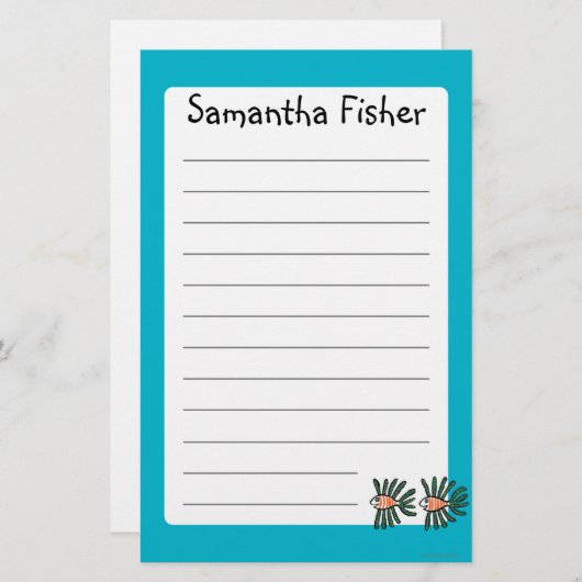 Groene en Oranje tweekleppige vis Briefpapier (Voorkant / Achterkant)