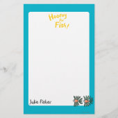 Groene en Oranje tweekleppige vis Briefpapier (Voorkant)
