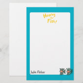 Groene en Oranje tweekleppige vis Briefpapier (Voorkant / Achterkant)