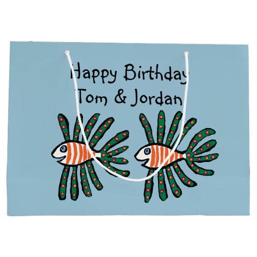 Groene en Oranje tweekleppige vis Groot Cadeauzakje (Achterkant)