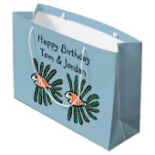 Groene en Oranje tweekleppige vis Groot Cadeauzakje (Achterkant Gekanteld)