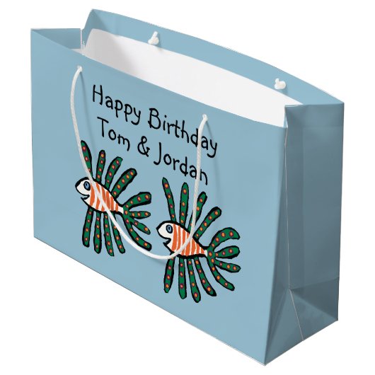 Groene en Oranje tweekleppige vis Groot Cadeauzakje (Achterkant Gekanteld)