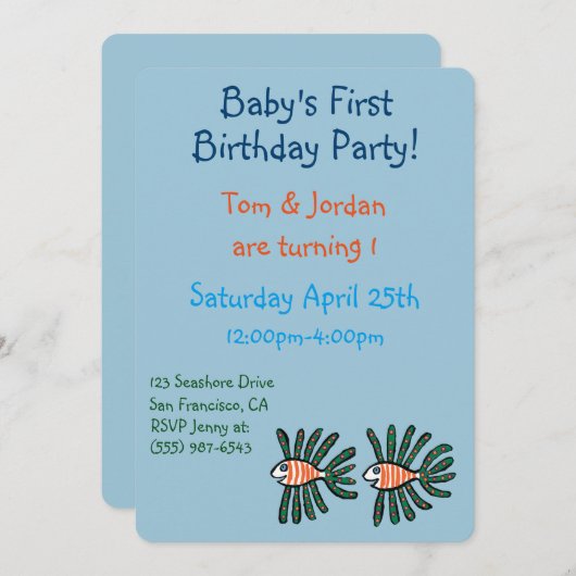 Groene en Oranje tweekleppige vis Kaart (Voorkant / Achterkant)