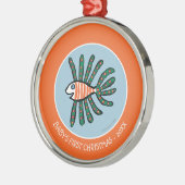 Groene en Oranje tweekleppige vis Metalen Ornament (Links)