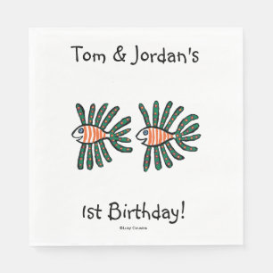 Groene en Oranje tweekleppige vis Servetten