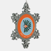 Groene en Oranje tweekleppige vis Tin Sneeuwvlok Ornament (Links)