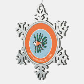 Groene en Oranje tweekleppige vis Tin Sneeuwvlok Ornament (Rechts)