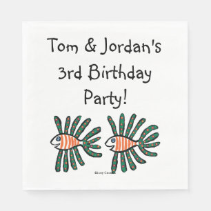 Groene en Oranje Twin Fin Fish Servetten