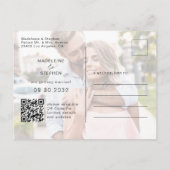 Groene en oranje wilde bloemen QR-code Opslaan dat Aankondigingskaart (Achterkant)