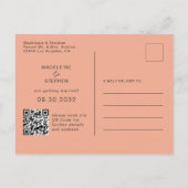 Groene en oranje wilde bloemen QR-code Opslaan dat Aankondigingskaart (Achterkant)