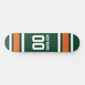 Groene en Oranje Witte Stripes Aangepast naamnumme Skateboard (Horizontaal)