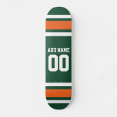 Groene en Oranje Witte Stripes Aangepast naamnumme Skateboard (Voorkant)