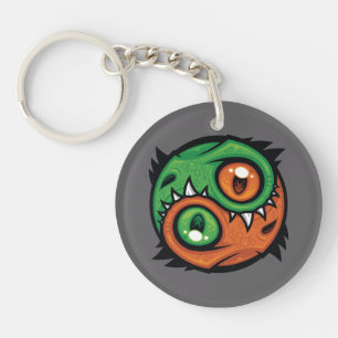 Groene en Oranje Yin Yang Draken Sleutelhanger