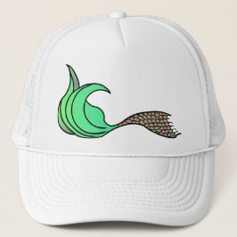 Groene en Oranje Zeemeermin Trucker Pet