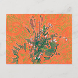 Groene en Oranje zomerbloemen Briefkaart