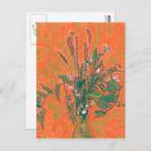 Groene en Oranje zomerbloemen Briefkaart (Voorkant / Achterkant)