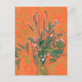 Groene en Oranje zomerbloemen Briefkaart