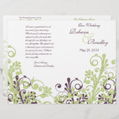Groene en Paarse Abstracte Floral Wedding Programm (Voorkant / Achterkant)